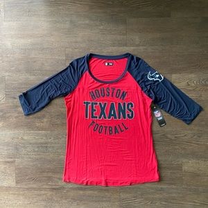 🏈 NEW NWT Houston Texans 3/4 sleeve top